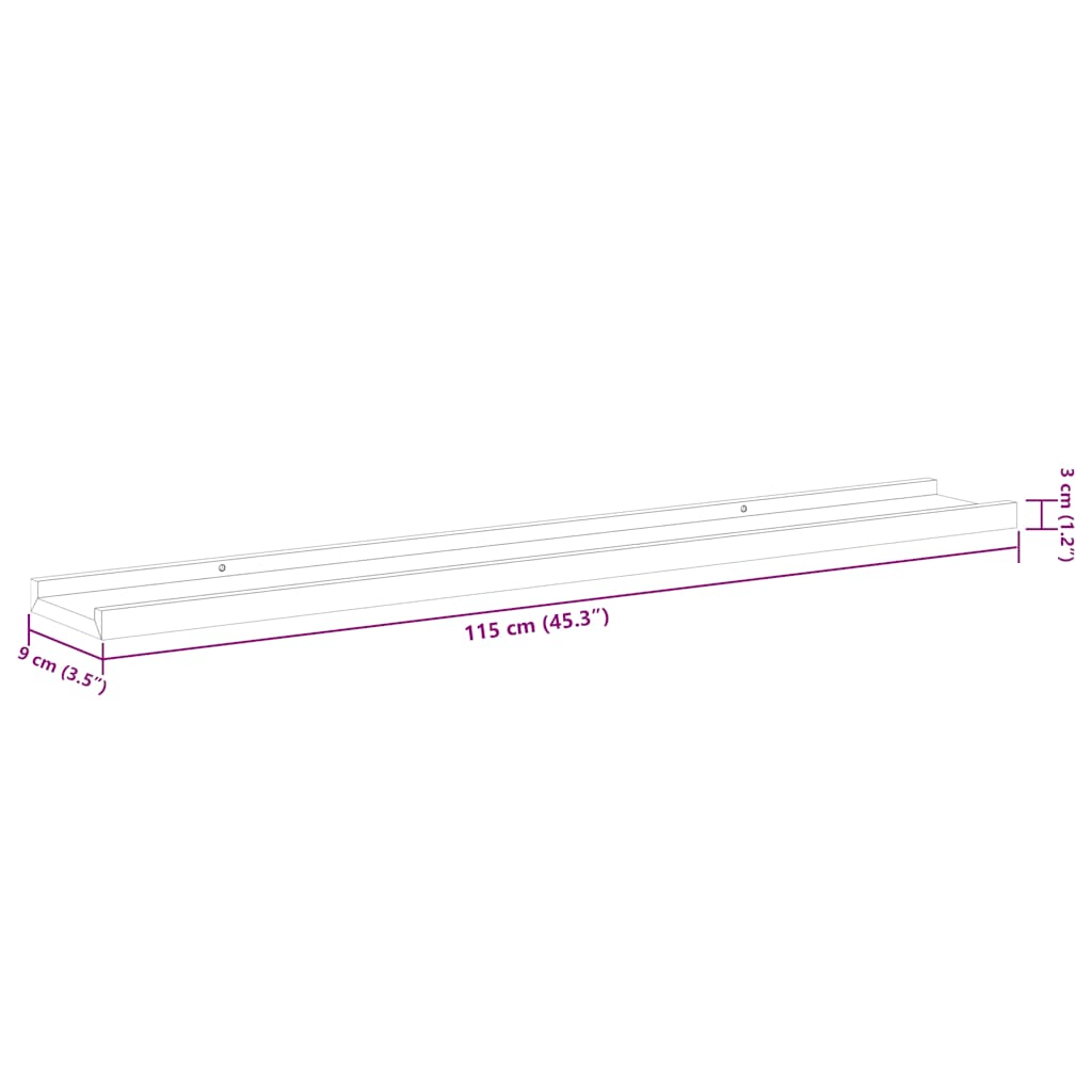 Wall Shelves 2 pcs High Gloss White 115x9x3 cm