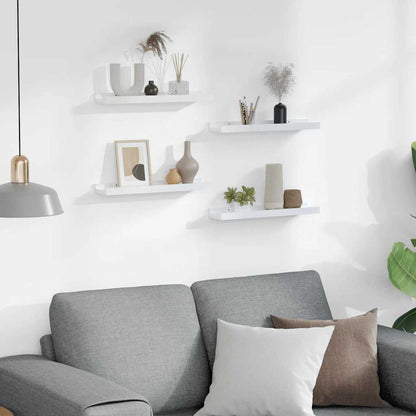 Wall Shelves 4 pcs High Gloss White 40x9x3 cm