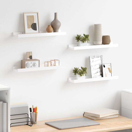 Wall Shelves 4 pcs High Gloss White 40x9x3 cm