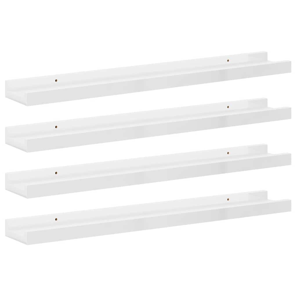 Wall Shelves 4 pcs High Gloss White 60x9x3 cm