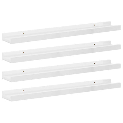 Wall Shelves 4 pcs High Gloss White 60x9x3 cm