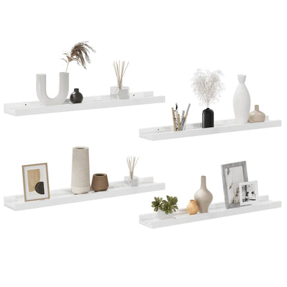 Wall Shelves 4 pcs High Gloss White 60x9x3 cm