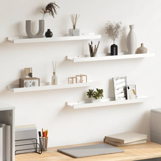 Wall Shelves 4 pcs High Gloss White 60x9x3 cm