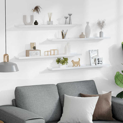 Wall Shelves 4 pcs High Gloss White 80x9x3 cm