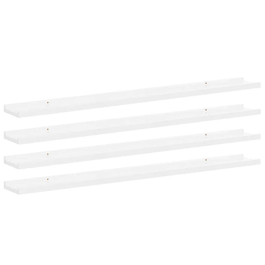 Wall Shelves 4 pcs High Gloss White 100x9x3 cm