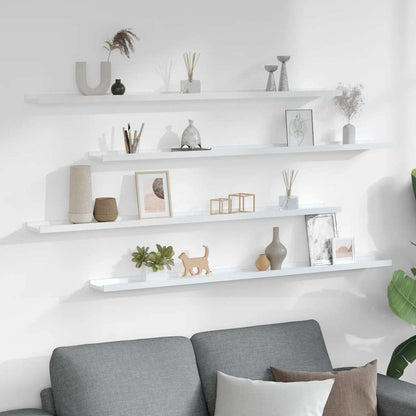 Wall Shelves 4 pcs High Gloss White 115x9x3 cm