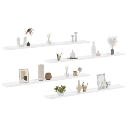 Wall Shelves 4 pcs High Gloss White 115x9x3 cm