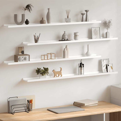 Wall Shelves 4 pcs High Gloss White 115x9x3 cm