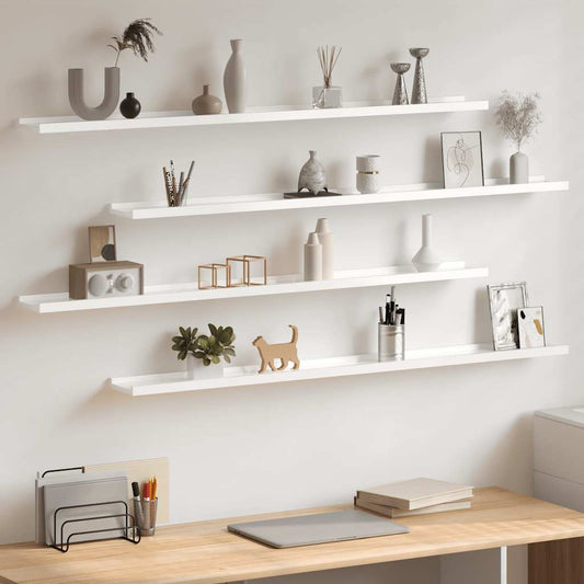 Wall Shelves 4 pcs High Gloss White 115x9x3 cm