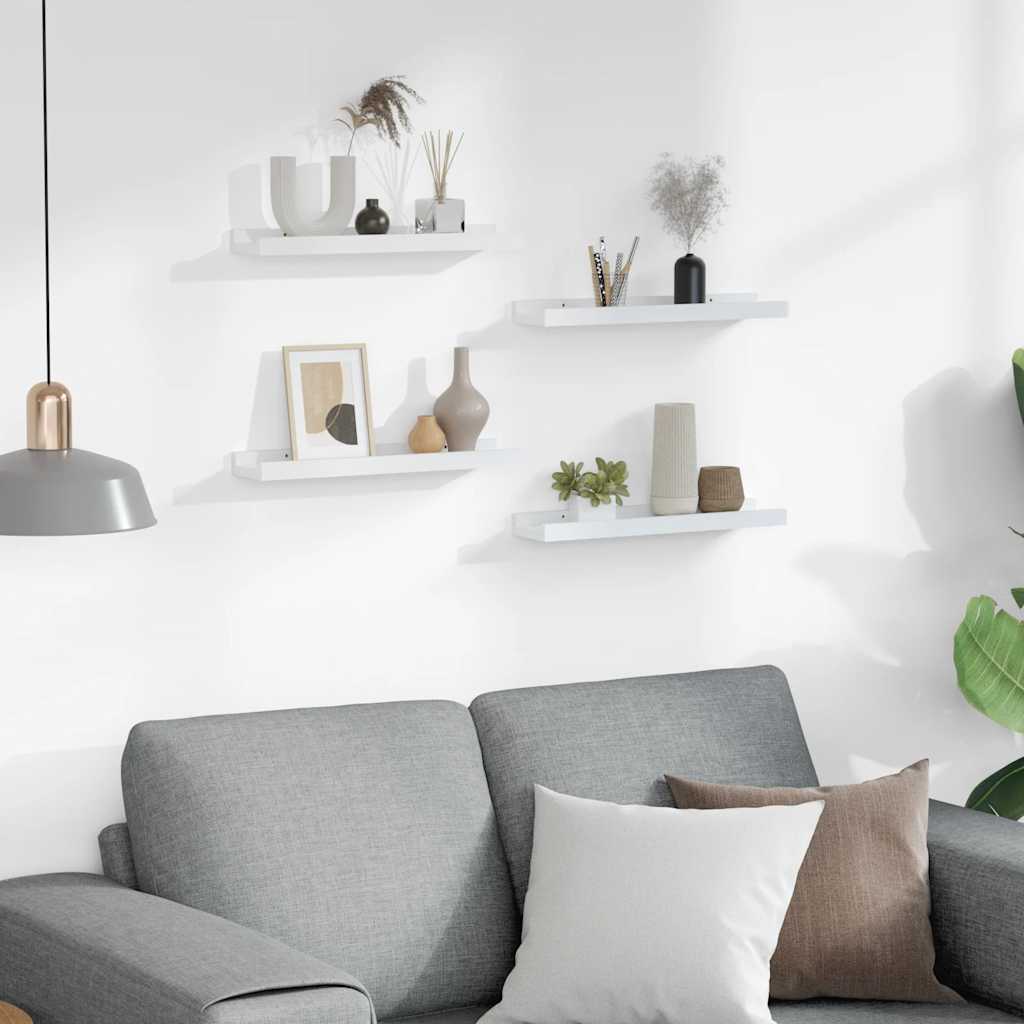 Wall Shelves 4 pcs White 40x9x3 cm