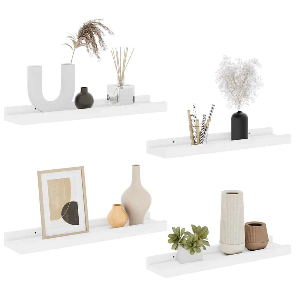 Wall Shelves 4 pcs White 40x9x3 cm