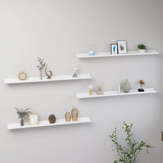 Wall Shelves 4 pcs White 100x9x3 cm
