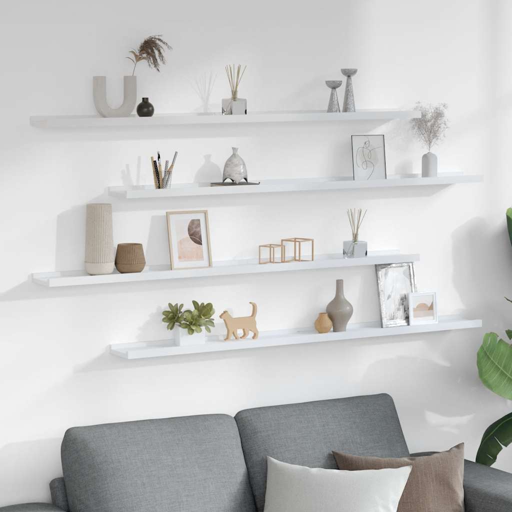 Wall Shelves 4 pcs White 115x9x3 cm
