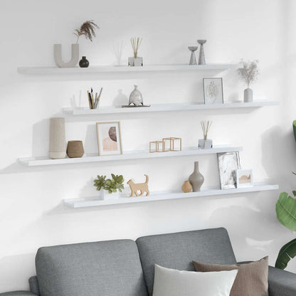 Wall Shelves 4 pcs White 115x9x3 cm