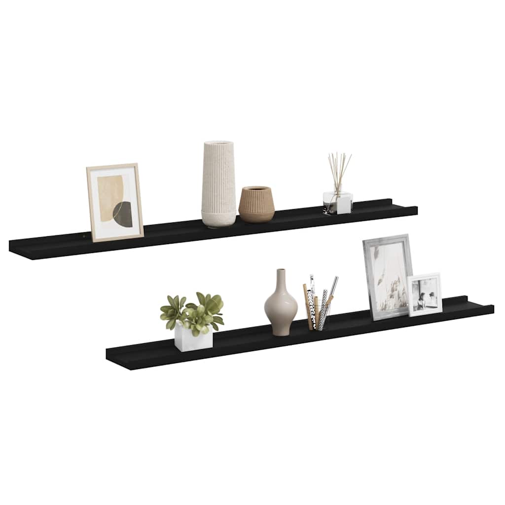 Wall Shelves 2 pcs Black 100x9x3 cm