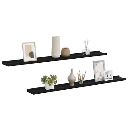 Wall Shelves 2 pcs Black 100x9x3 cm