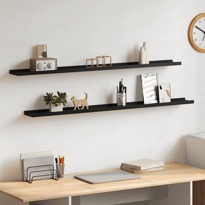 Wall Shelves 2 pcs Black 115x9x3 cm