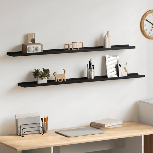 Wall Shelves 2 pcs Black 115x9x3 cm