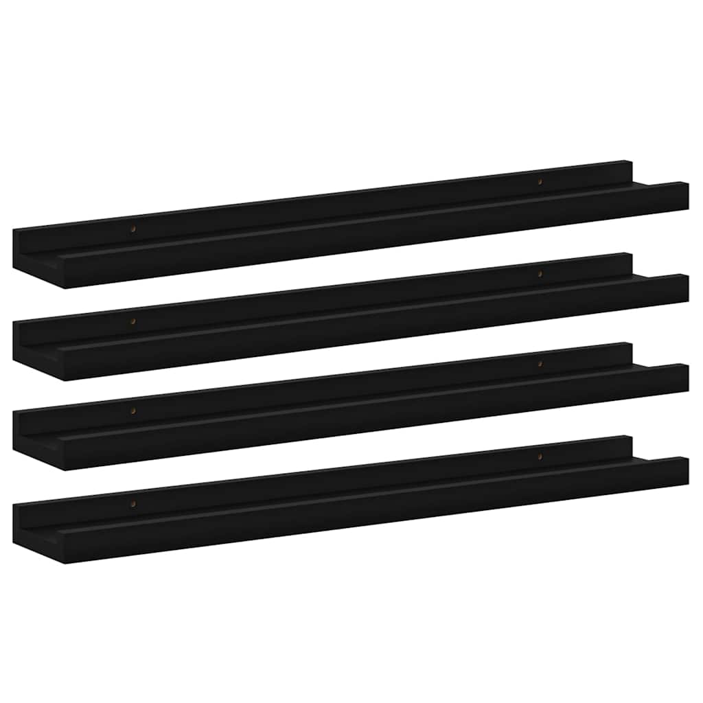 Wall Shelves 4 pcs Black 60x9x3 cm