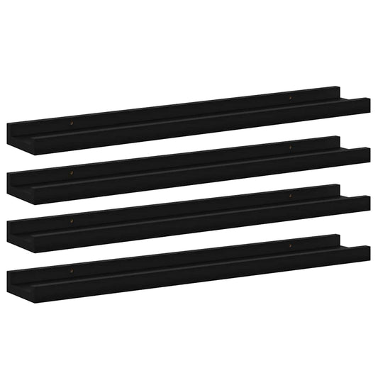 Wall Shelves 4 pcs Black 60x9x3 cm