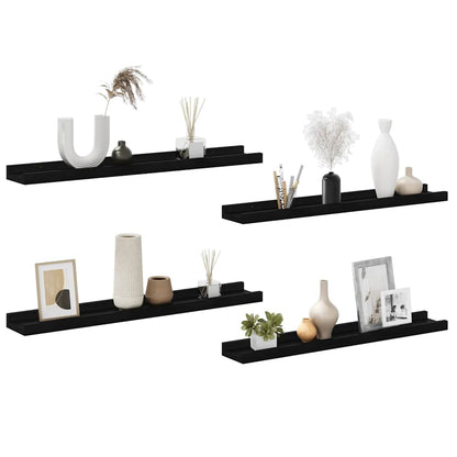 Wall Shelves 4 pcs Black 60x9x3 cm
