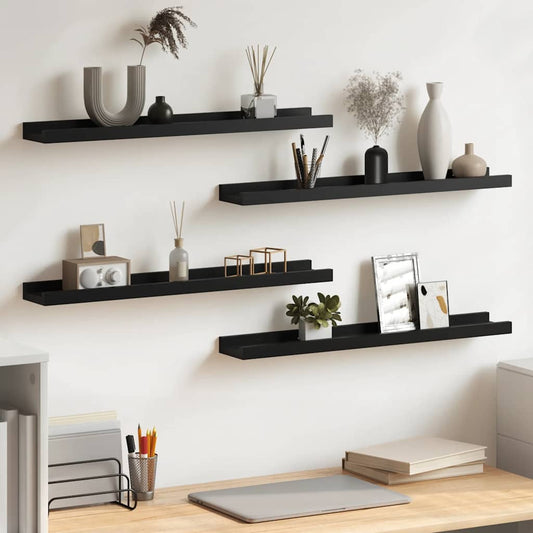 Wall Shelves 4 pcs Black 60x9x3 cm