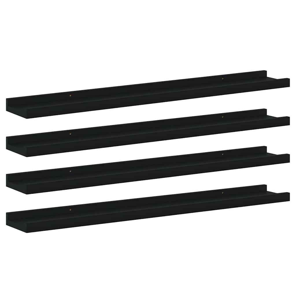 Wall Shelves 4 pcs Black 80x9x3 cm
