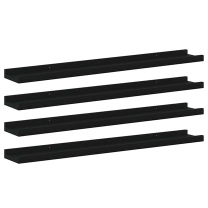 Wall Shelves 4 pcs Black 80x9x3 cm