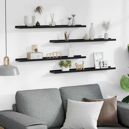Wall Shelves 4 pcs Black 80x9x3 cm