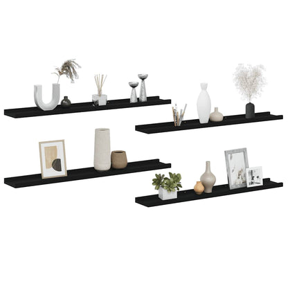 Wall Shelves 4 pcs Black 80x9x3 cm