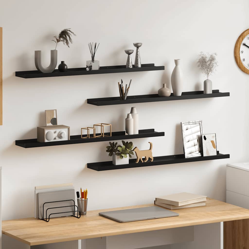 Wall Shelves 4 pcs Black 80x9x3 cm