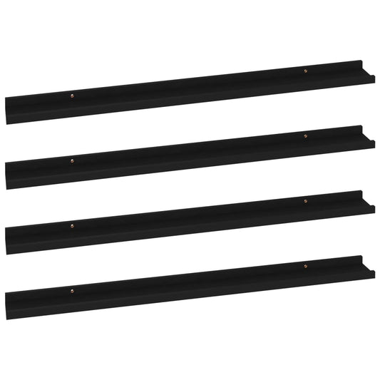 Wall Shelves 4 pcs Black 100x9x3 cm