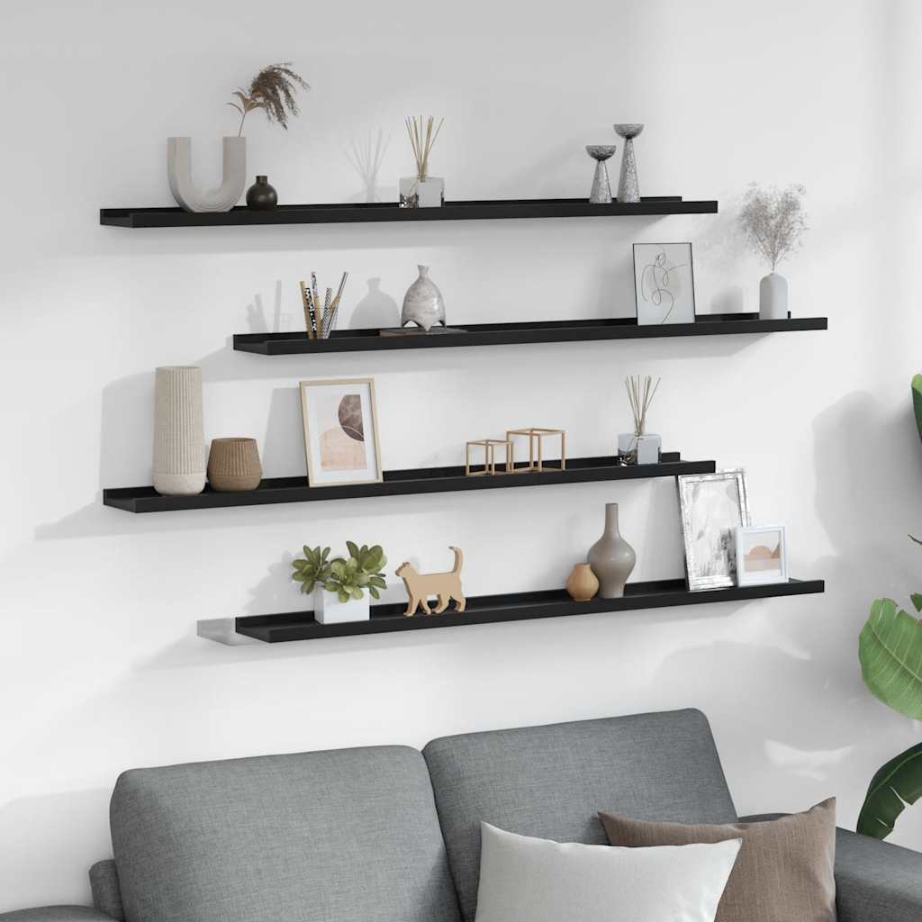 Wall Shelves 4 pcs Black 100x9x3 cm