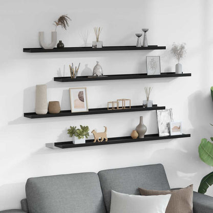 Wall Shelves 4 pcs Black 100x9x3 cm