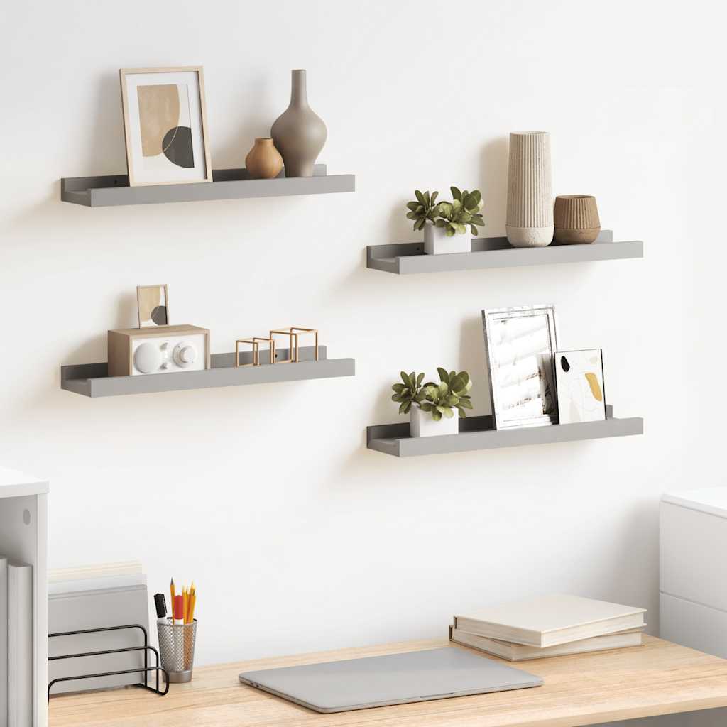 Wall Shelves 4 pcs Grey 40x9x3 cm