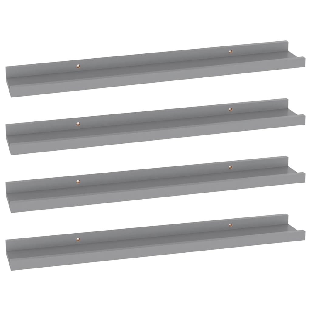 Wall Shelves 4 pcs Grey 60x9x3 cm
