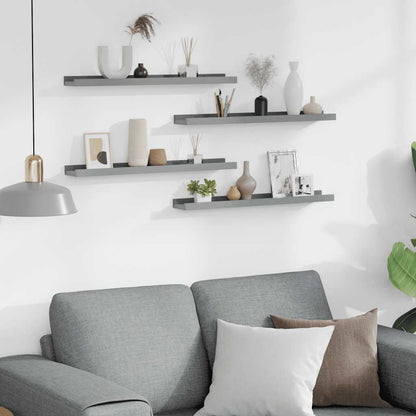Wall Shelves 4 pcs Grey 60x9x3 cm