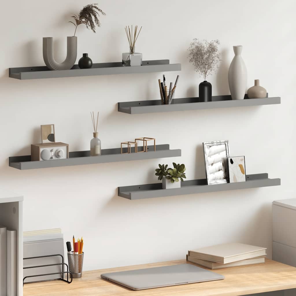 Wall Shelves 4 pcs Grey 60x9x3 cm