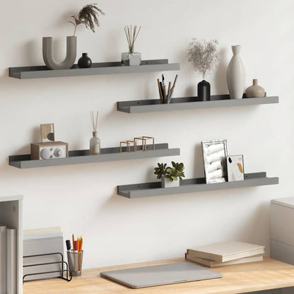 Wall Shelves 4 pcs Grey 60x9x3 cm