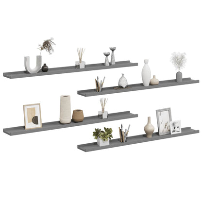Wall Shelves 4 pcs Grey 100x9x3 cm