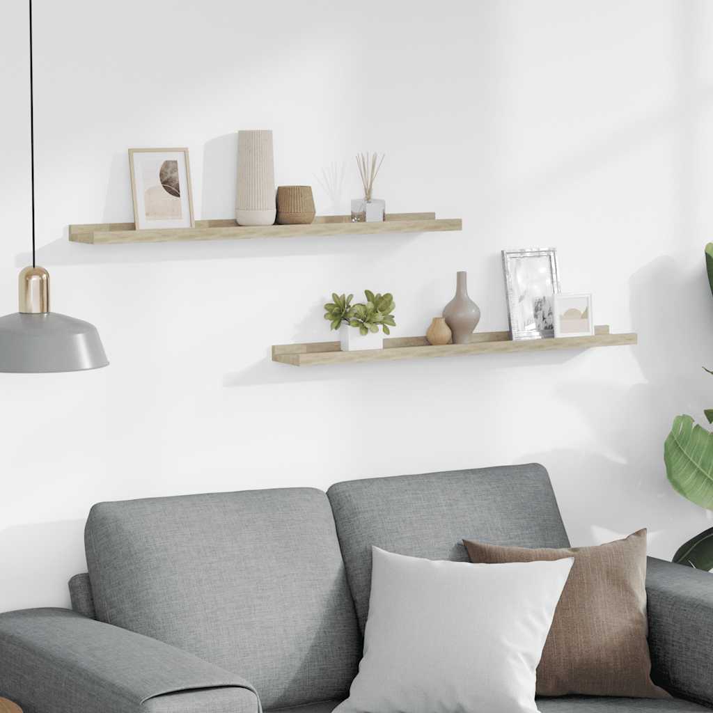 Wall Shelves 2 pcs Sonoma Oak 80x9x3 cm
