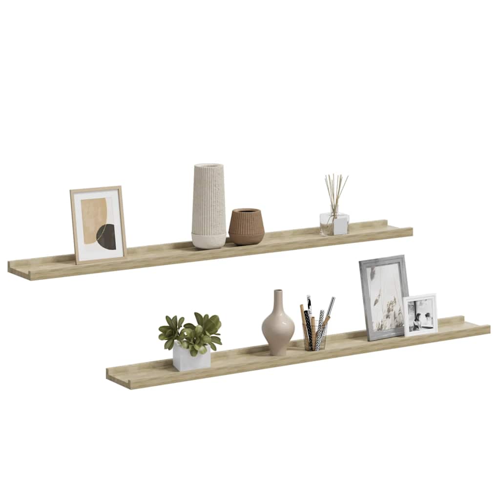 Wall Shelves 2 pcs Sonoma Oak 100x9x3 cm