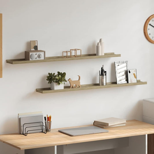 Wall Shelves 2 pcs Sonoma Oak 100x9x3 cm