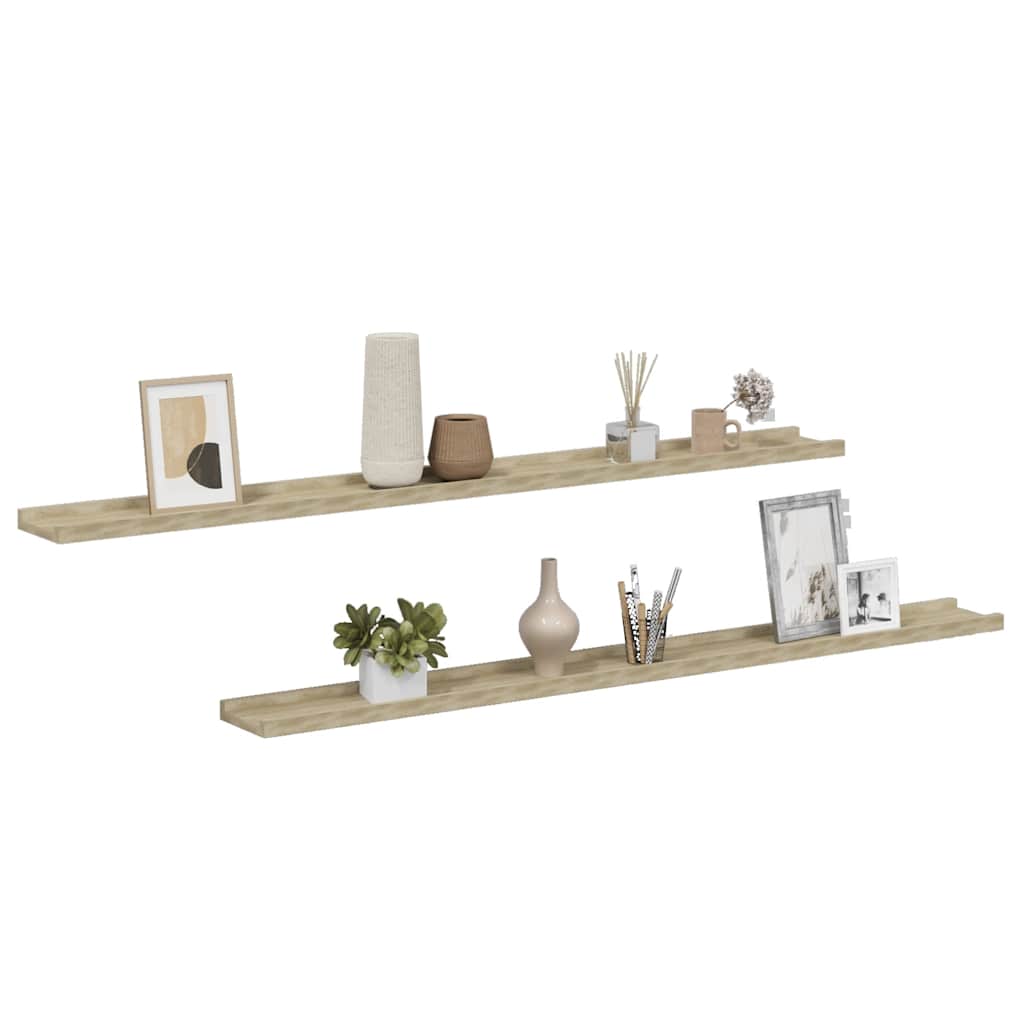 Wall Shelves 2 pcs Sonoma Oak 115x9x3 cm