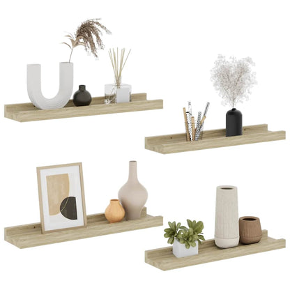 Wall Shelves 4 pcs Sonoma Oak 40x9x3 cm