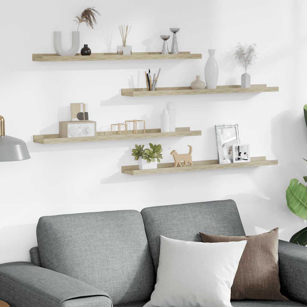 Wall Shelves 4 pcs Sonoma Oak 80x9x3 cm