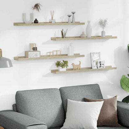 Wall Shelves 4 pcs Sonoma Oak 80x9x3 cm