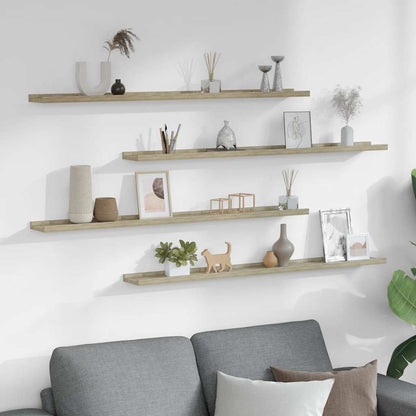 Wall Shelves 4 pcs Sonoma Oak 100x9x3 cm