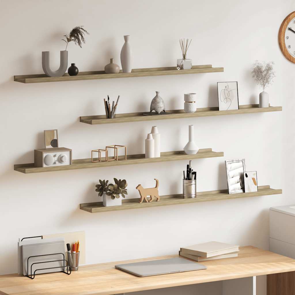 Wall Shelves 4 pcs Sonoma Oak 100x9x3 cm