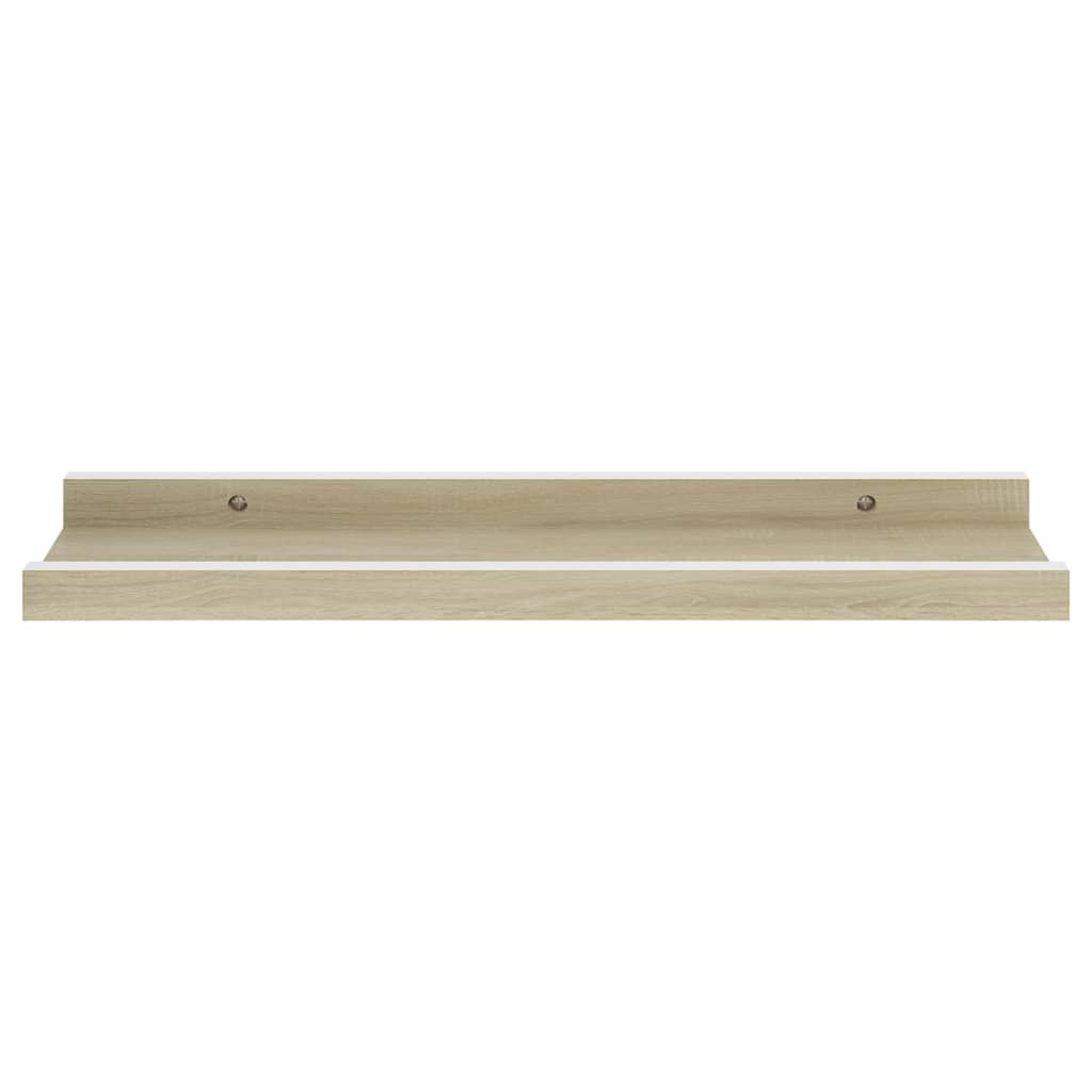 Wall Shelves 2 pcs White and Sonoma Oak 40x9x3 cm